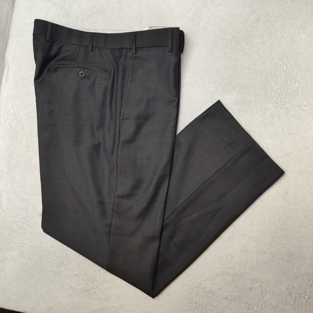 Zanella Pants Mens 40x32 Gray Wool Tweed Todd Straight Dress Slacks Trousers